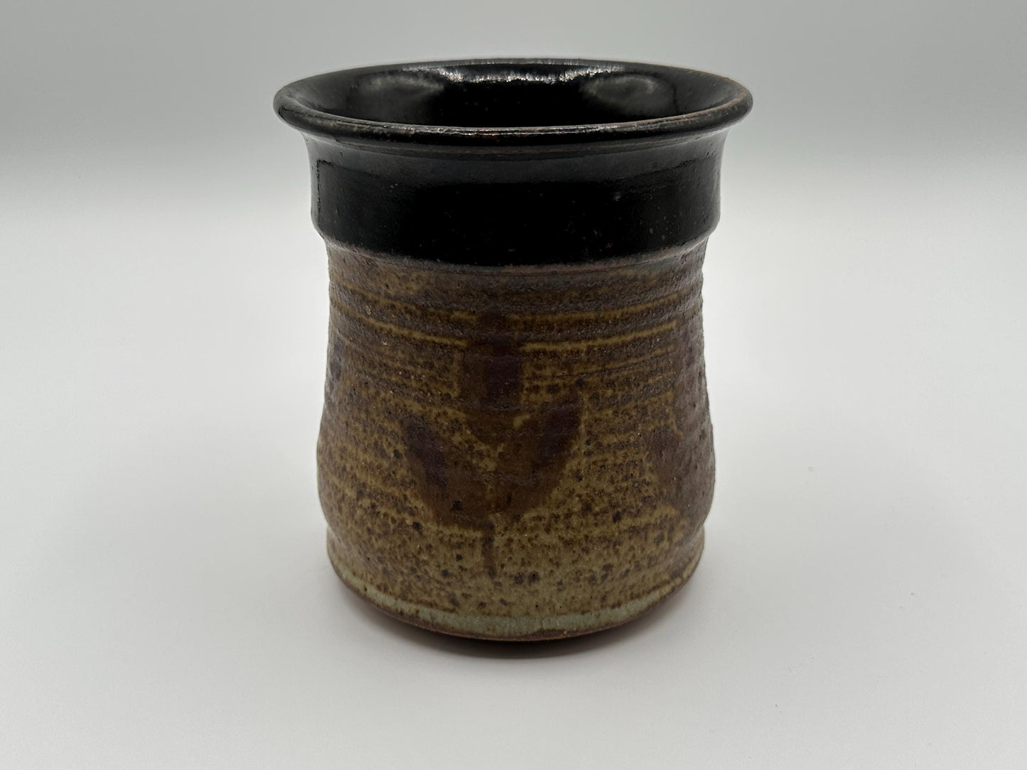 Artisanal Wabi-Sabi Pottery Tumbler: Rustic Brown Glazed Ceramic Cup for Boho & Mid-Century Modern Décor