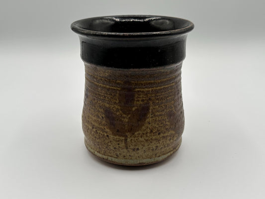 Artisanal Wabi-Sabi Pottery Tumbler: Rustic Brown Glazed Ceramic Cup for Boho & Mid-Century Modern Décor