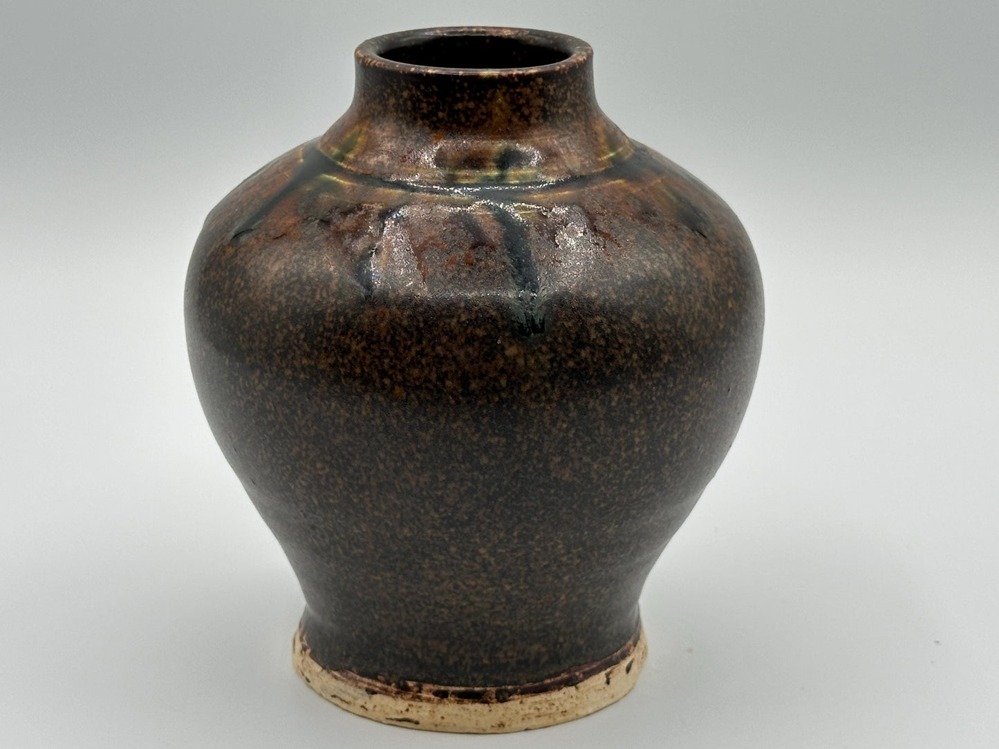Rustic Speckled Pottery Vase: Handcrafted Ceramic Studio Decor for Modern Farmhouse Style