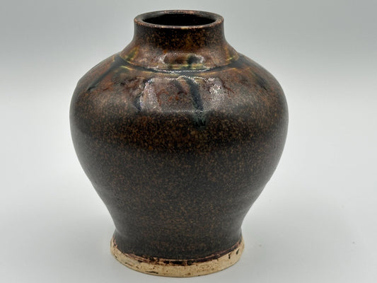 Rustic Speckled Pottery Vase: Handcrafted Ceramic Studio Decor for Modern Farmhouse Style