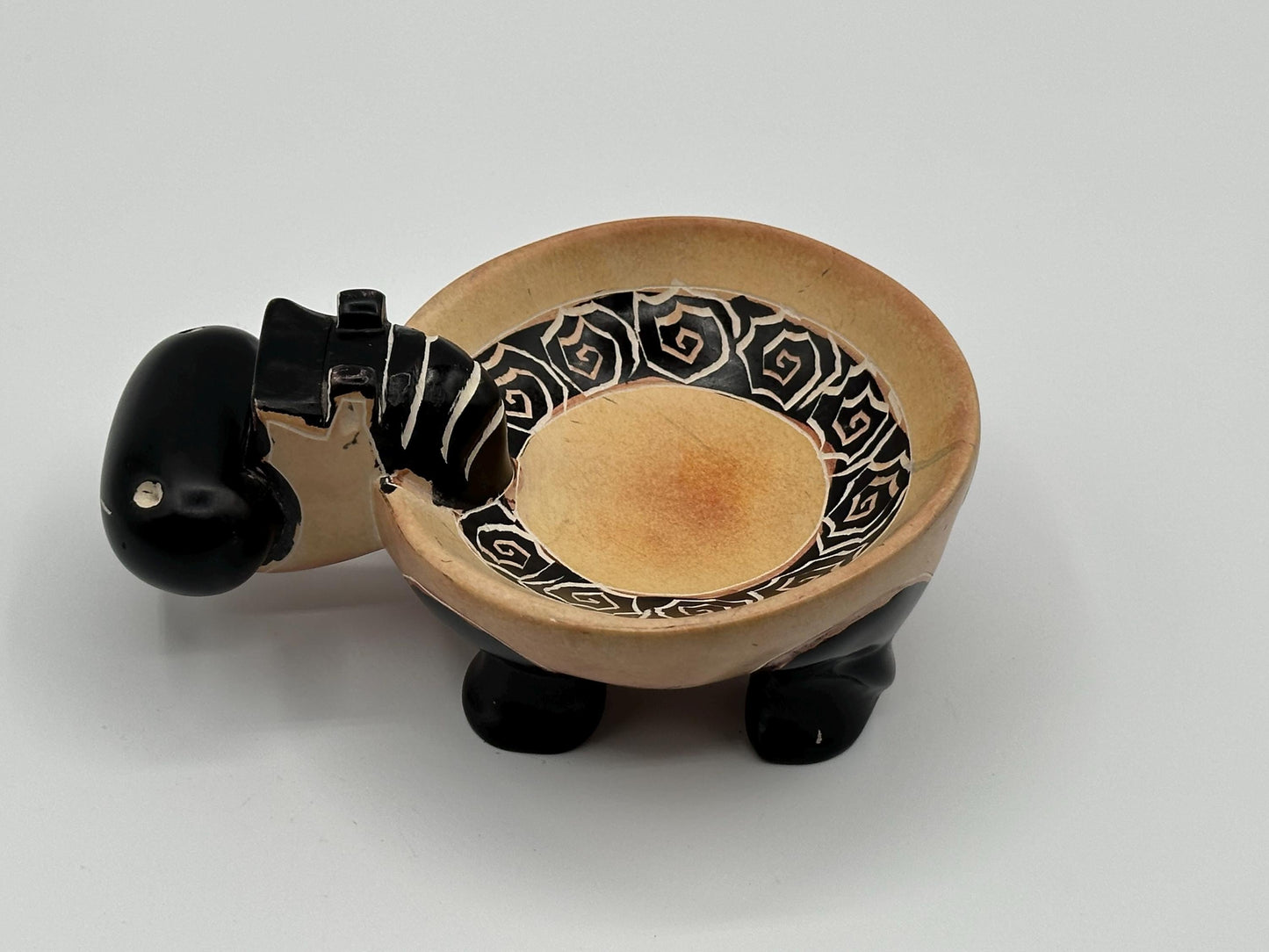 Vintage Animal Pottery Bowl: Handcrafted Folk Art Ceramic Dish