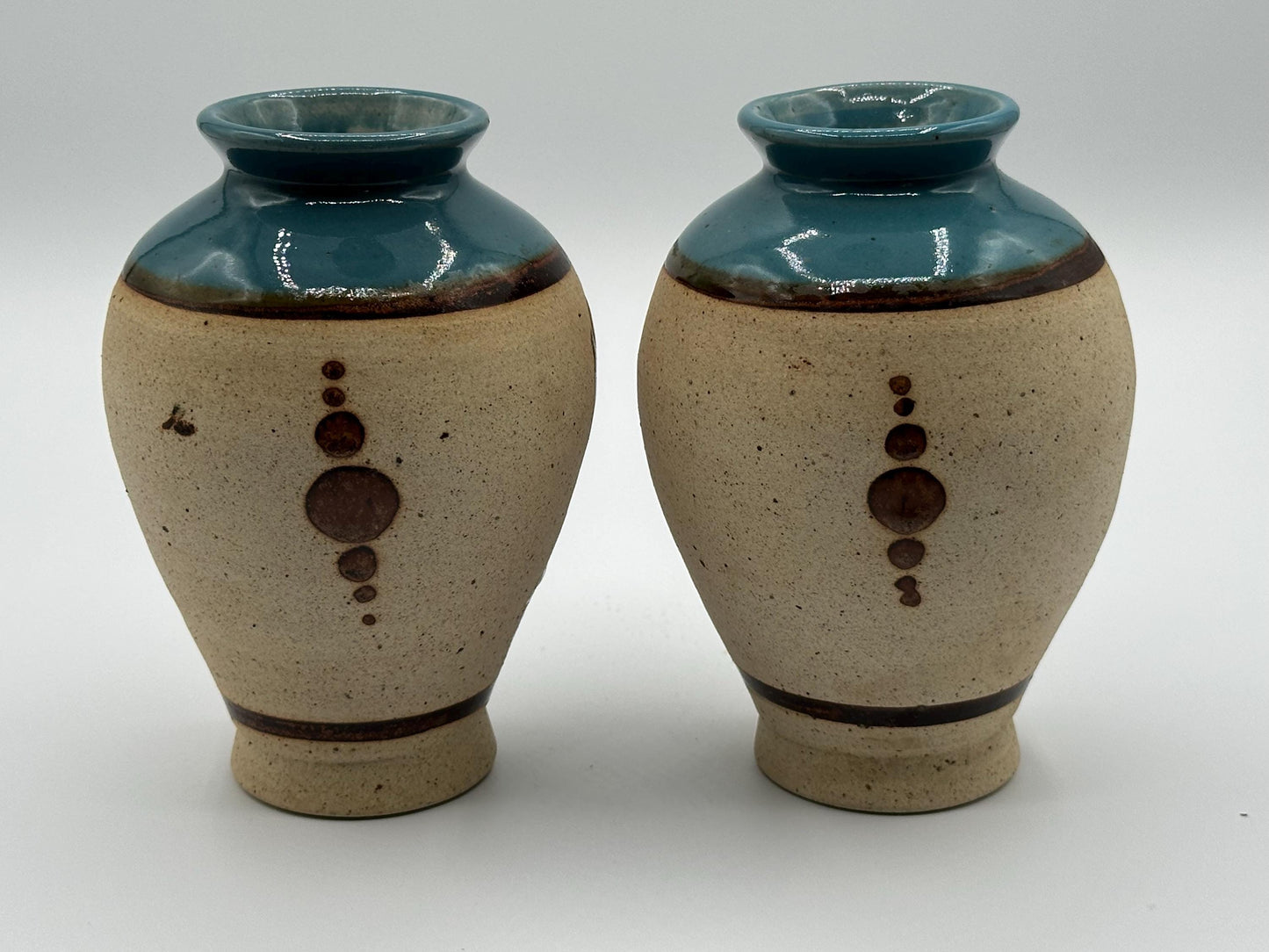 Vintage Mexican Pottery Vases: Hand-Painted Desert Scene - Boho Decor