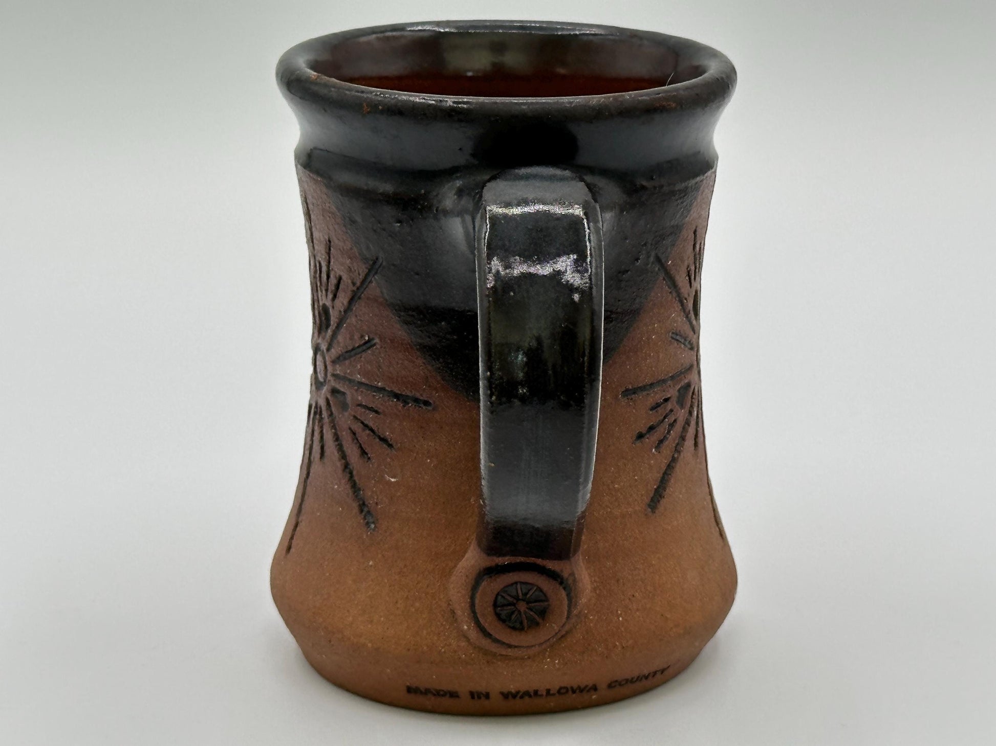 Rustic Ceramic Mug: Handmade Pottery Coffee Cup with Sun & Moon Design - Boho Artisan Drinkware