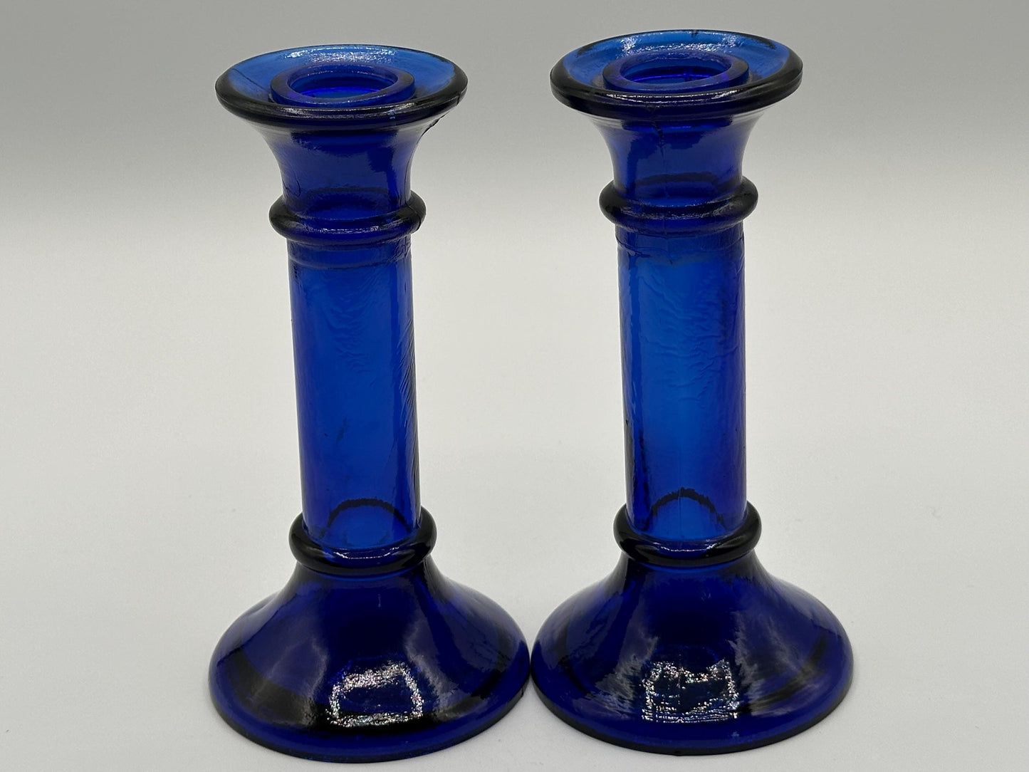 Elegant Cobalt Blue Glass Candleholders: Versatile Tabletop Decor for Weddings, Home & Special Events