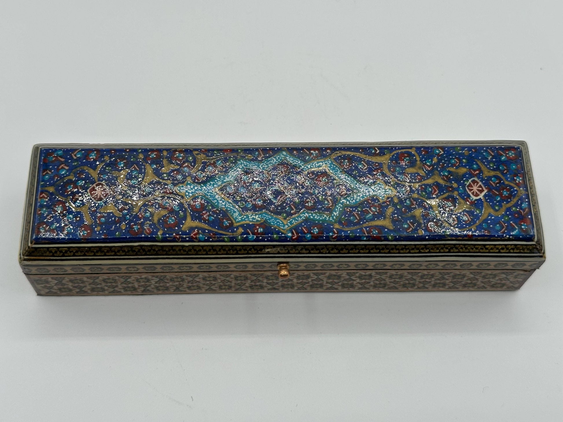 Vintage Boho Wooden Jewelry Box - Colorful Handmade Keepsake Organizer with Lid for Trinkets & Rings