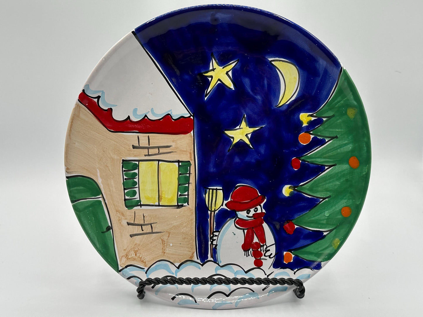 Vintage Italian La Musa Christmas Plates Set - Hand-Painted Ceramic Holiday Tableware (4 Pieces)