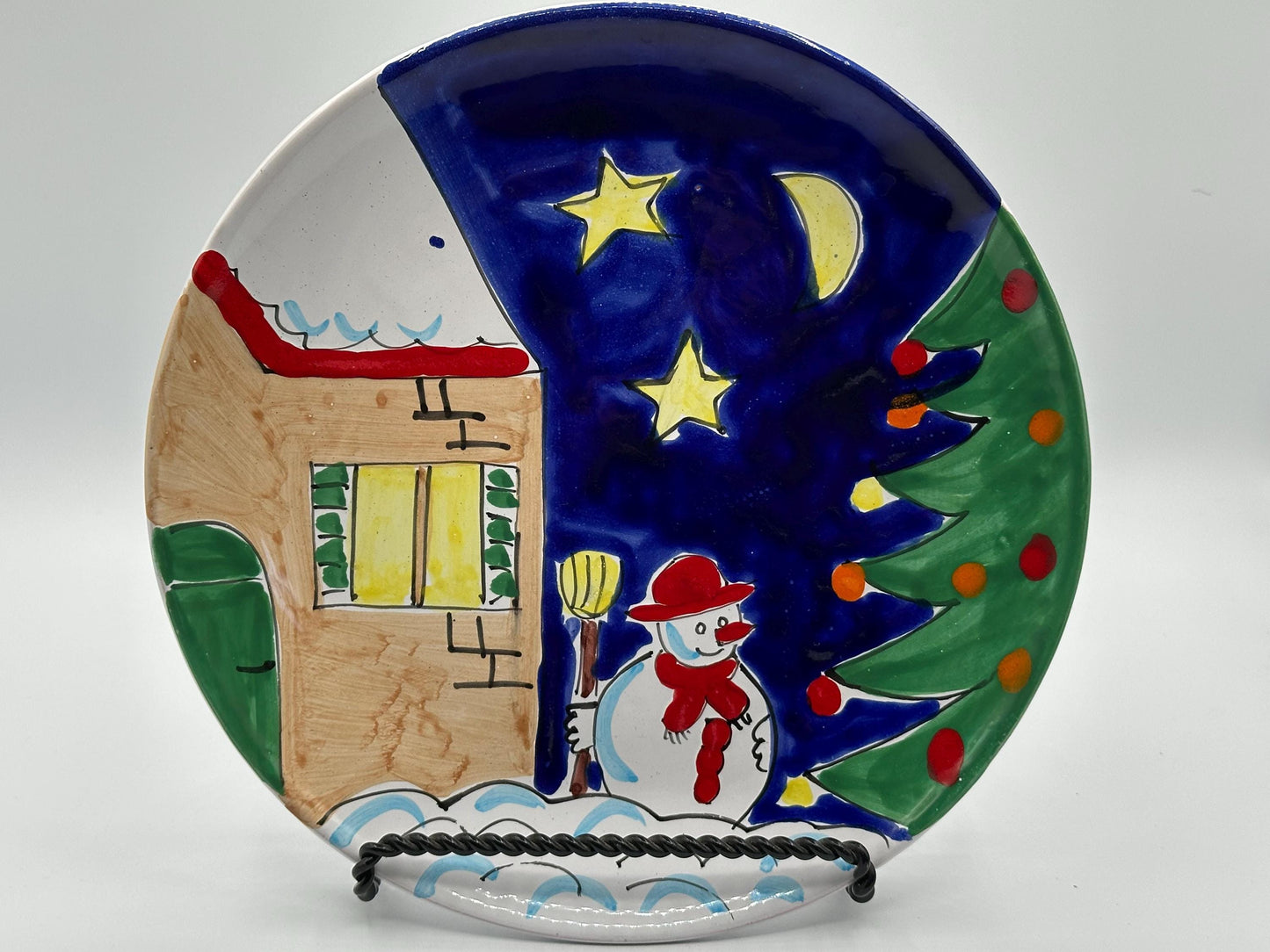 Vintage Italian La Musa Christmas Plates Set - Hand-Painted Ceramic Holiday Tableware (4 Pieces)