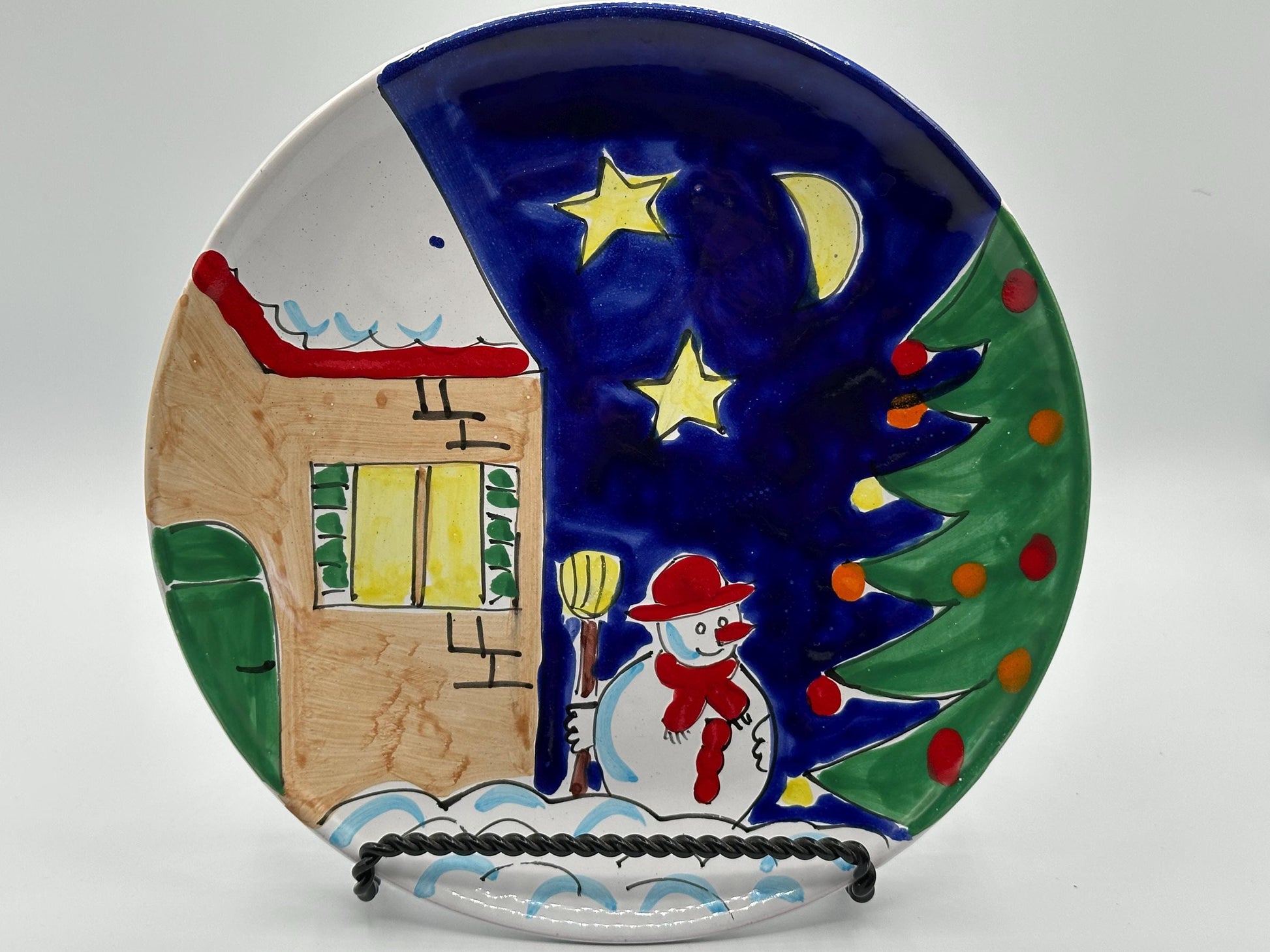 Vintage Italian La Musa Christmas Plates Set - Hand-Painted Ceramic Holiday Tableware (4 Pieces)