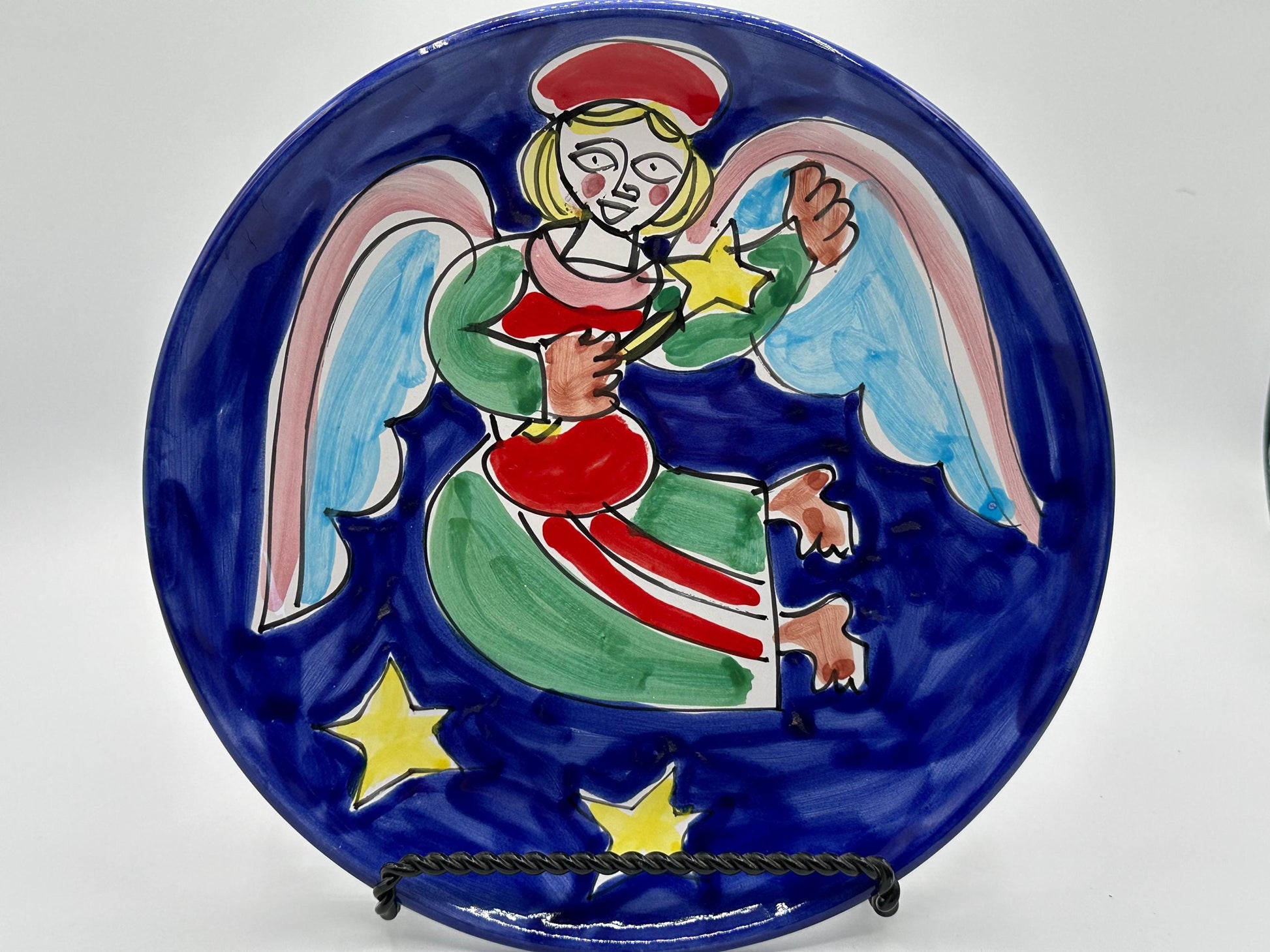 Vintage Italian La Musa Christmas Plates Set - Hand-Painted Ceramic Holiday Tableware (4 Pieces)