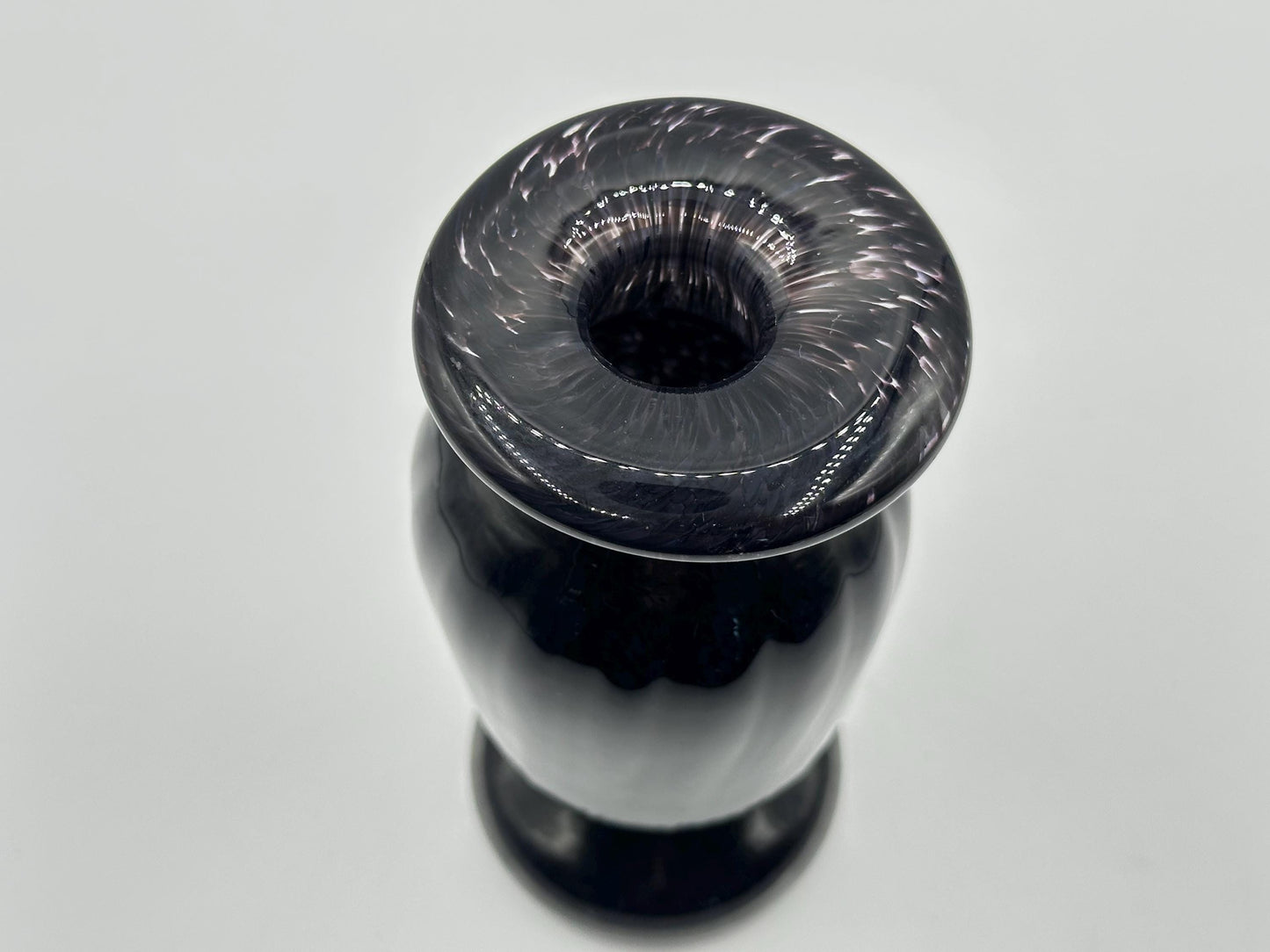 Roscoe Handcrafted Dark Purple Art Glass Vase, Signed and Dated Collectible Home Decor
