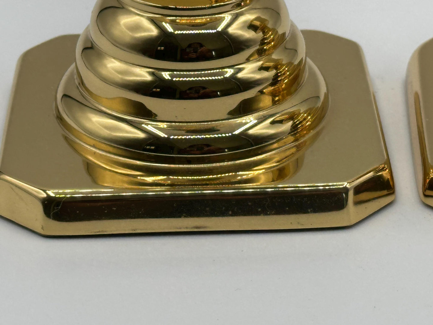 Vintage Baldwin Square Base Solid Brass Candlestick Holders - Elegant Home Decor Accent Pieces