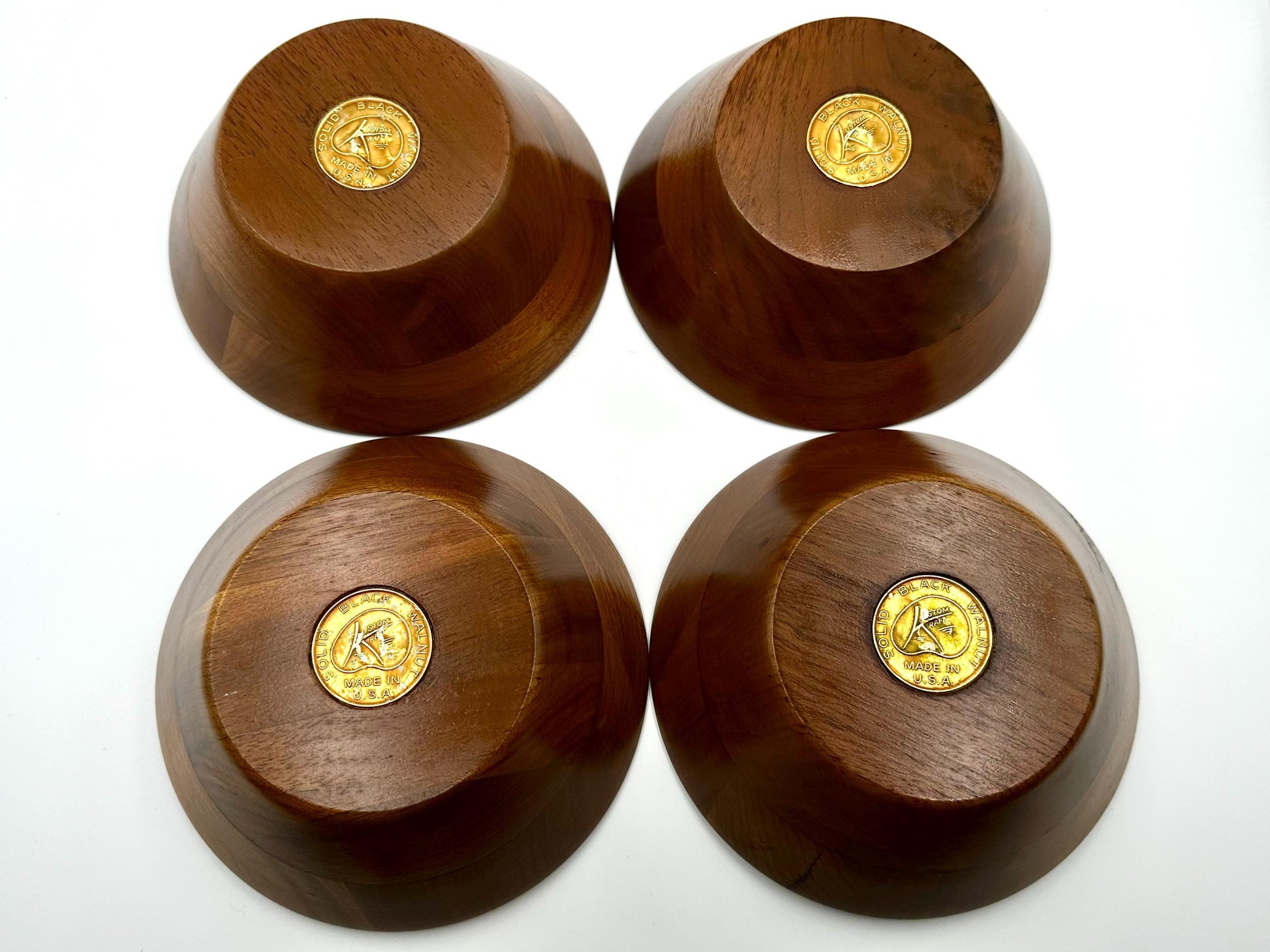 Rustic Handcrafted Wooden Serving Bowls by Kustom Kraft USA - Vintage Kitchen Decor