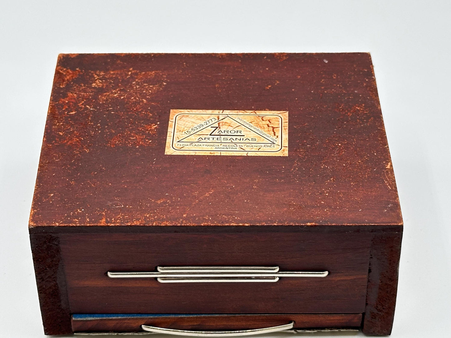 Rustic Handcrafted Wooden Jewelry Box with Hammered Metal Lid - Unique Keepsake Storage Gift