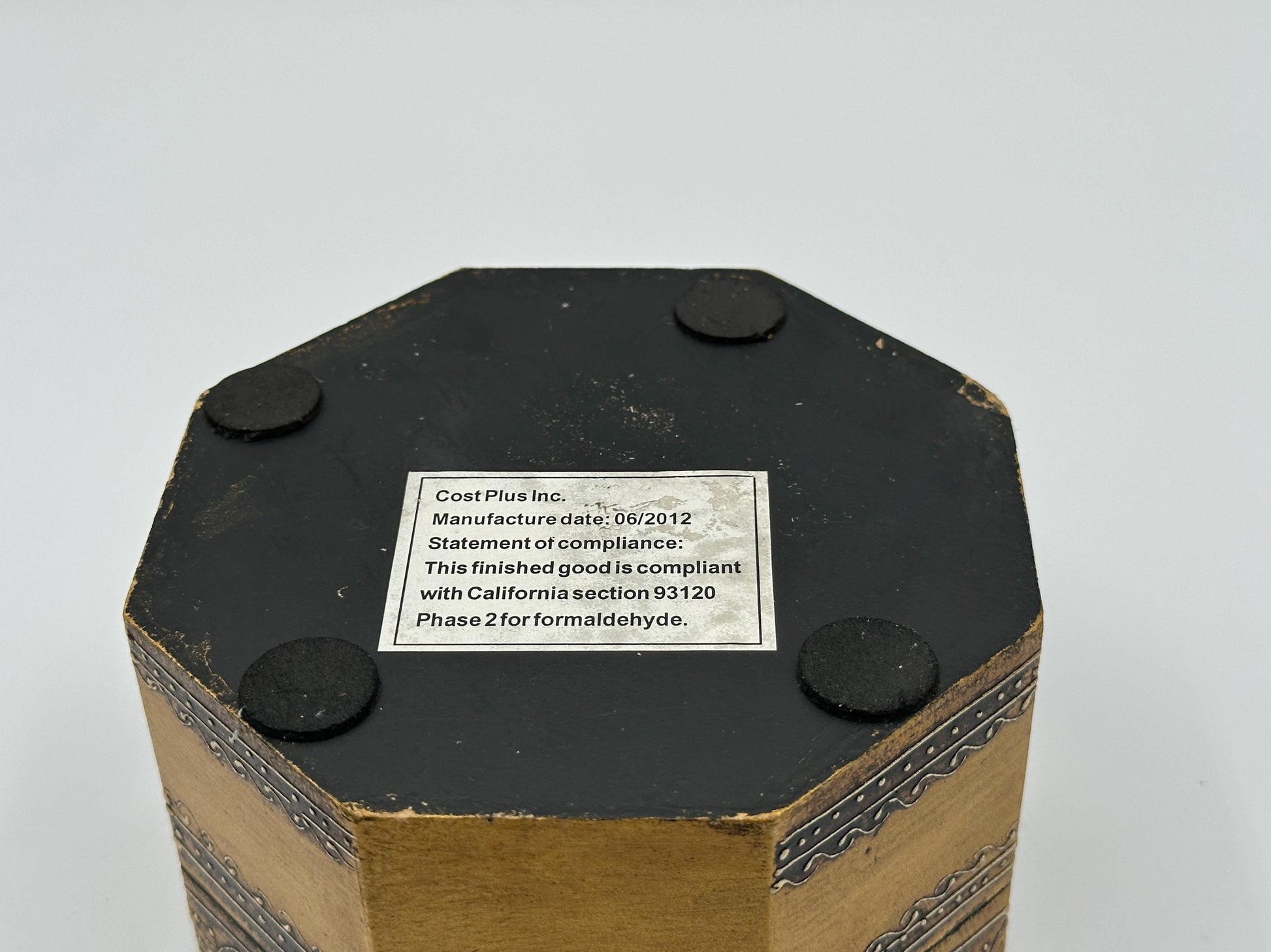 Vintage Octagonal Black & Gold Trinket Box: Ornate Decorative Jewelry Case with Knob - Unique Boho Gift