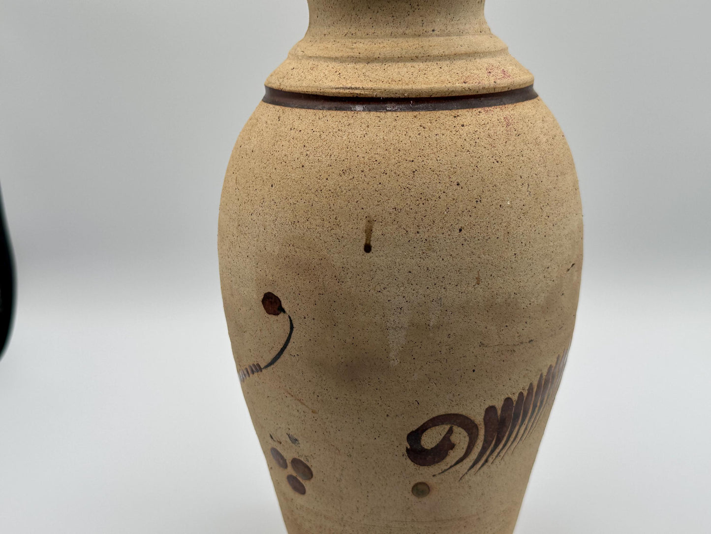 Vintage Tonala Mexican Folk Art Pottery Vase - Hand-Painted Floral Clay Decor from Jalisco