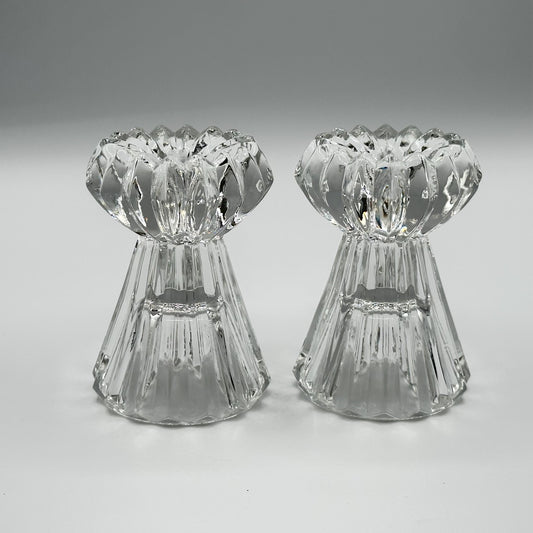 Vintage Mikasa Cut Crystal Taper Candle Holders - Elegant Heavy Glass Stands for Home Décor