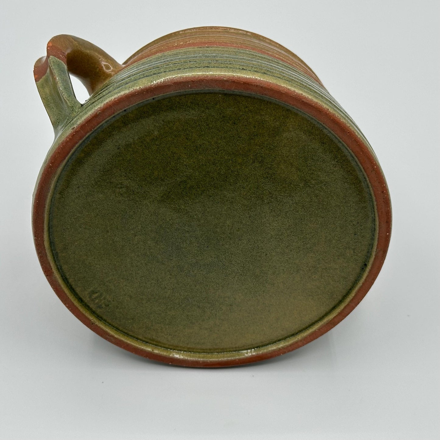 Handcrafted Rustic Stoneware Bowl: Dual-Handled Ceramic Vessel with Earth-Tone Stripes for Soup & Decor