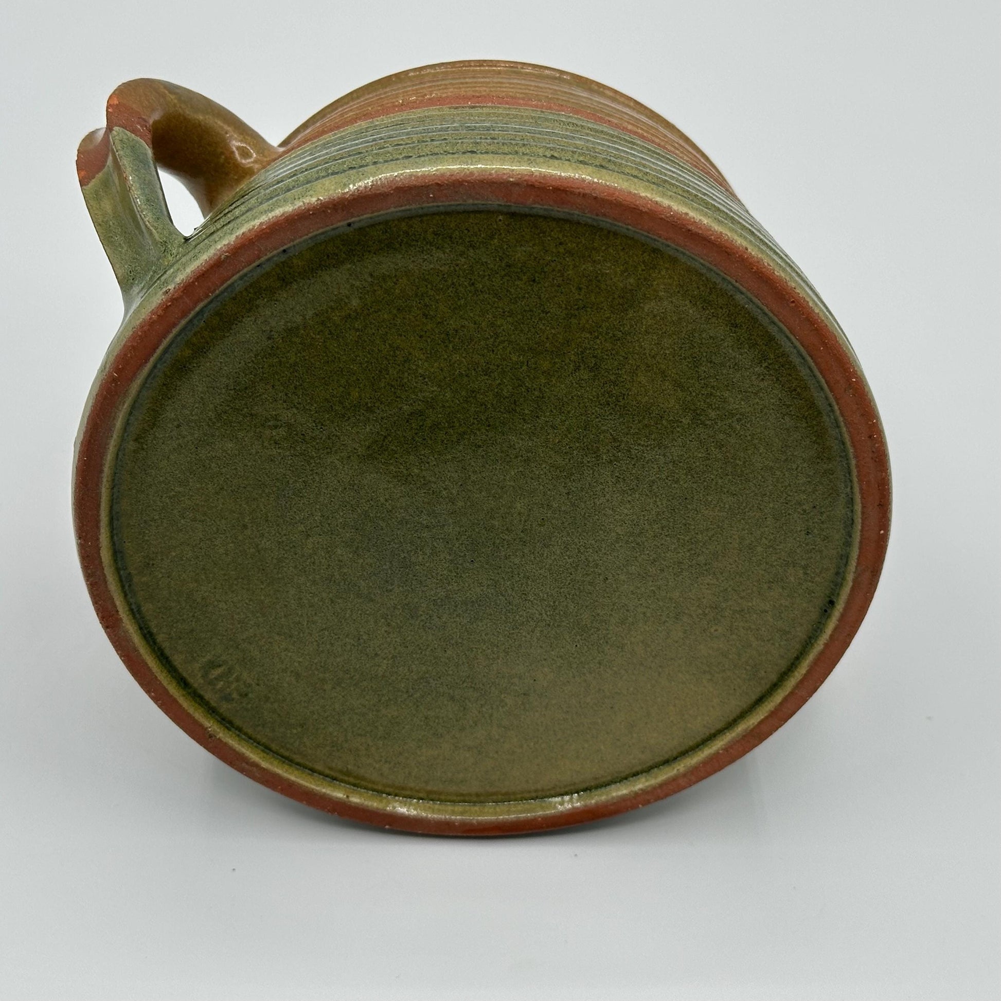 Handcrafted Rustic Stoneware Bowl: Dual-Handled Ceramic Vessel with Earth-Tone Stripes for Soup & Decor