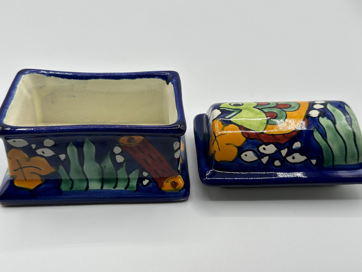Vintage Talavera Hand-Painted Pottery Trinket Box by C. Hidalgo - Mexican Folk Art Jewelry Storage