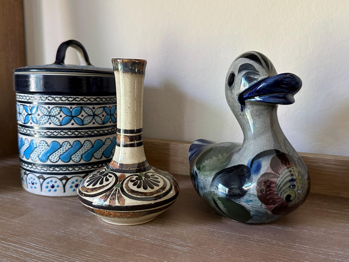 Handcrafted Mexican Folk Art Ceramic Vase - Rustic Earthenware Pottery by Carlos Villanueva