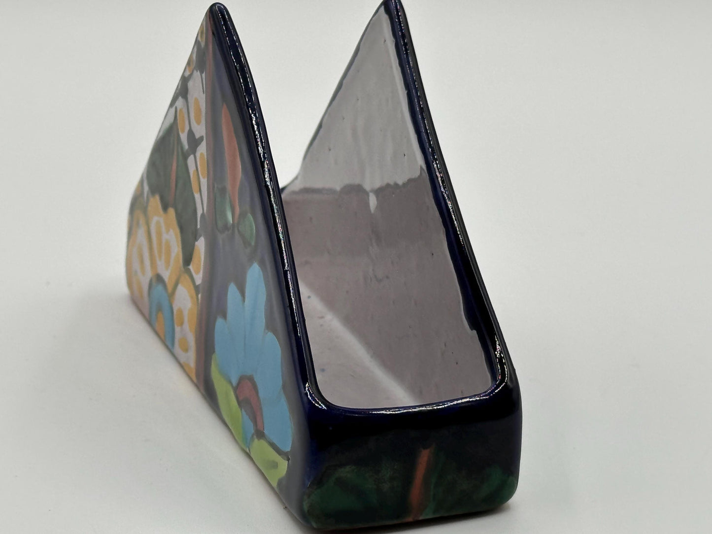 Vibrant Hand-Painted Talavera Ceramic Napkin Holder - Authentic Mexican Folk Art Pottery Decor
