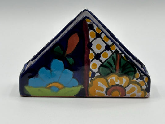 Vibrant Hand-Painted Talavera Ceramic Napkin Holder - Authentic Mexican Folk Art Pottery Decor
