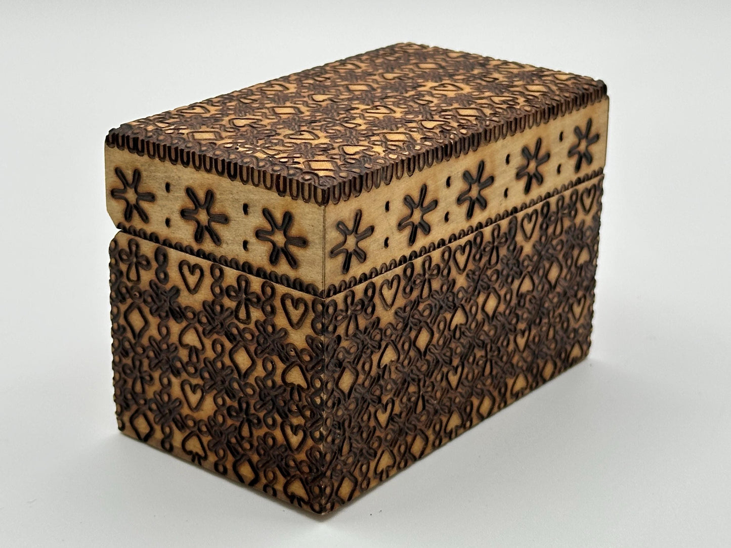 Rustic Wooden Trinket Box with Pyrography Heart & Floral Design - Handcrafted Polish Keepsake Storage