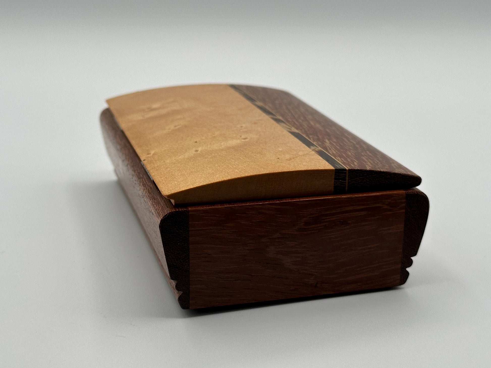 Elegant Two-Tone Maple & Mahogany Jewelry Box - Handcrafted Keepsake Storage with Felt Lining