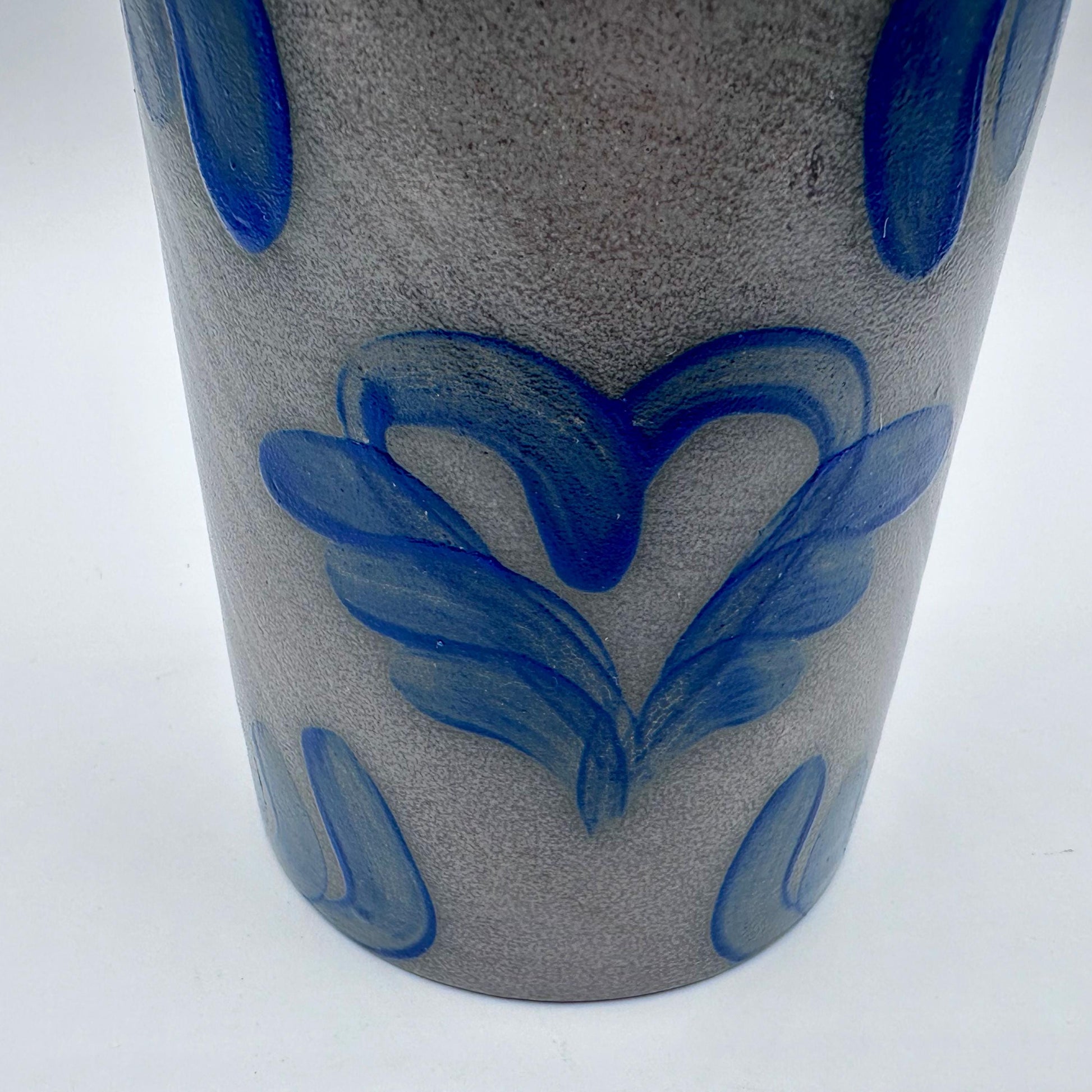 Vintage Beaumont Brothers Handcrafted Stoneware Wine Chiller Crock with Blue Heart & Flower Design