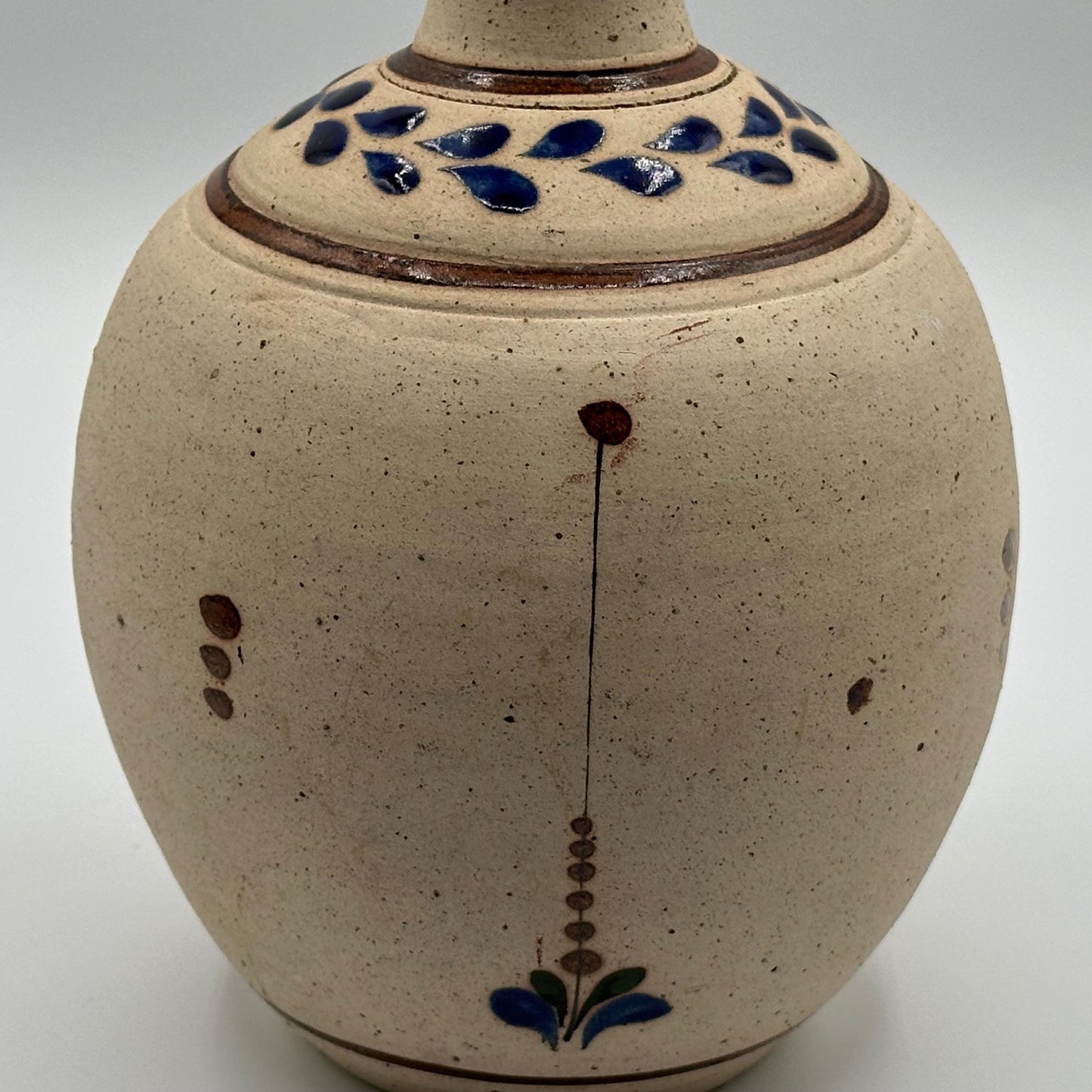 Vintage Hand-Painted Mexican Folk Art Vase - Rustic Ceramic Pottery with Bird & Floral Design