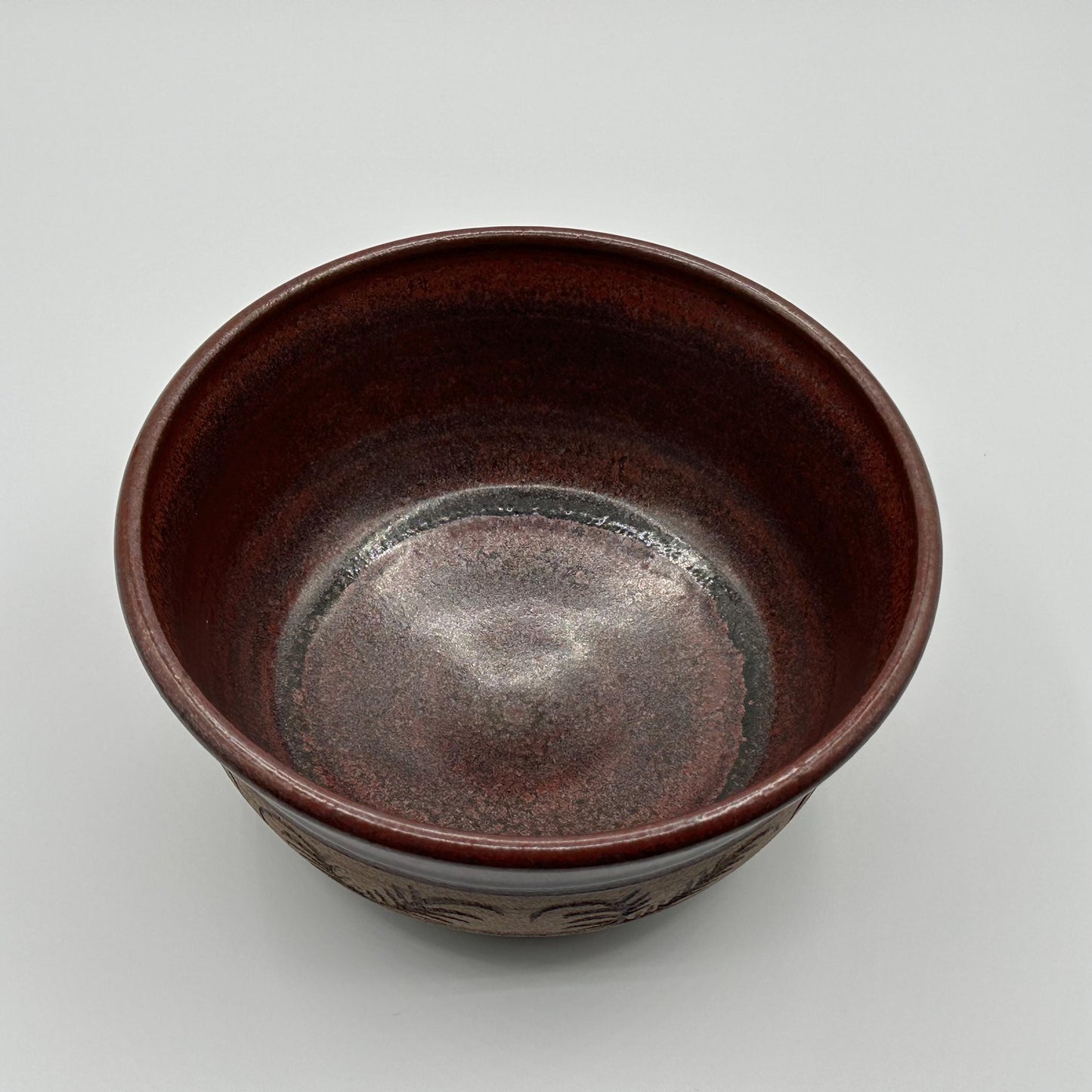 Rustic Stoneware Pottery Bowl - Handmade Ceramic Dish with Leaf Motif by Mountain Mud