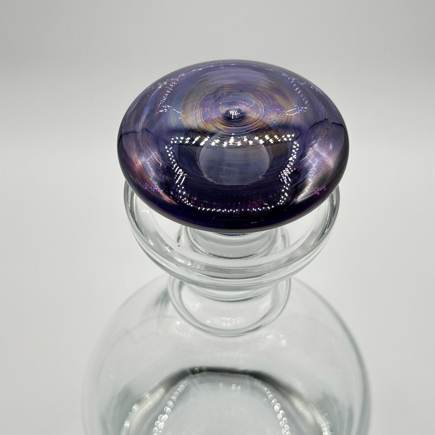 Mid-Century Modern Purple Stopper Glass Decanter - Vintage Barware for Whiskey, Wine & Cocktails