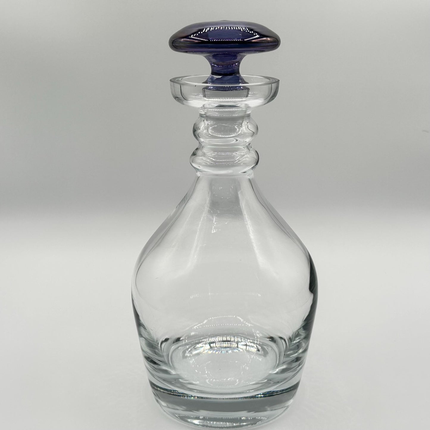 Mid-Century Modern Purple Stopper Glass Decanter - Vintage Barware for Whiskey, Wine & Cocktails