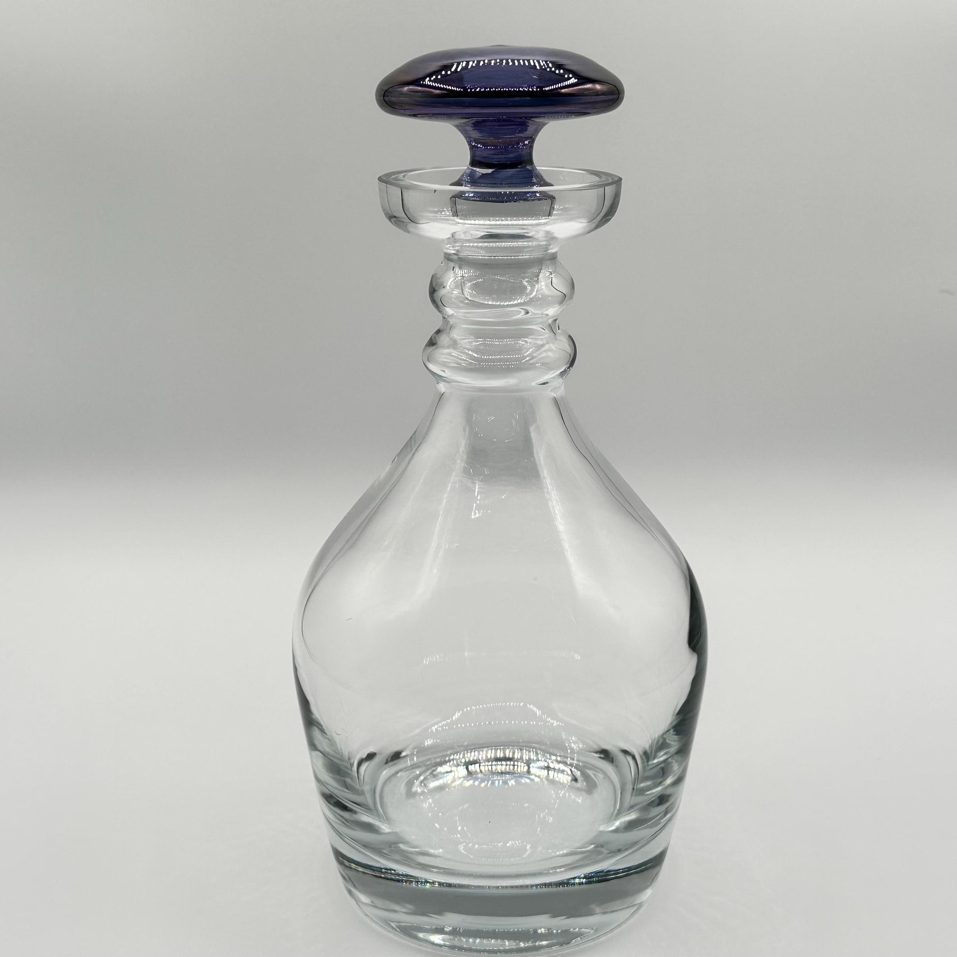 Mid-Century Modern Purple Stopper Glass Decanter - Vintage Barware for Whiskey, Wine & Cocktails