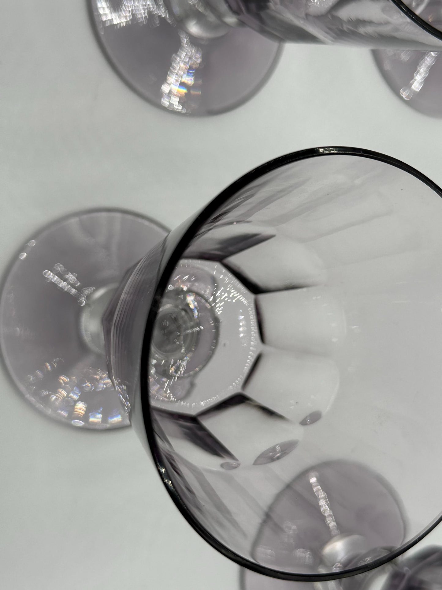 Vintage Amethyst Goblets: Set of 4 Elegant Purple Glass Stemware for Wine or Water