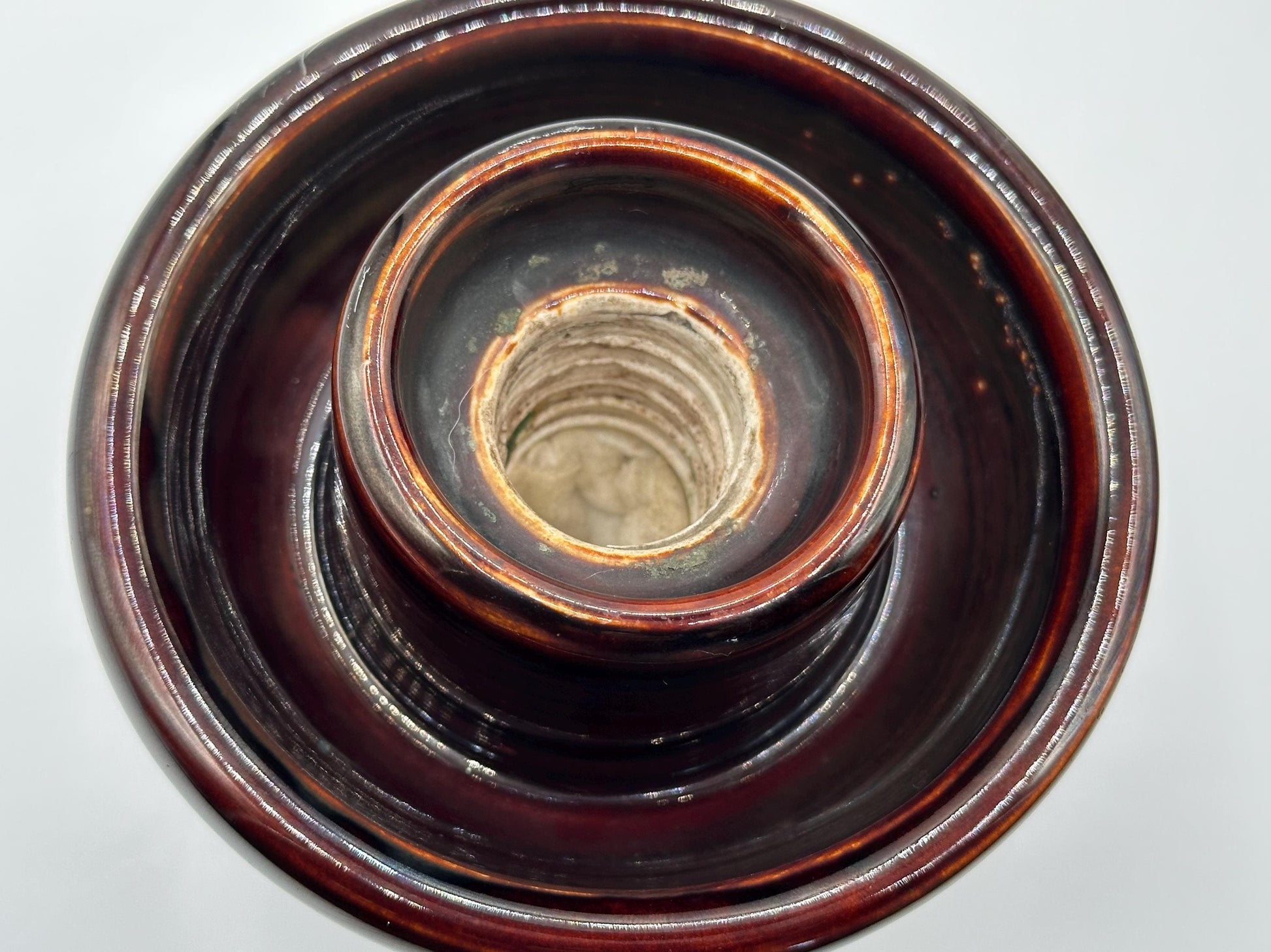 Vintage Collectible Pottery Insulators Set: 3 XL Locke Brown Rare Chance Antique Electrical Pieces