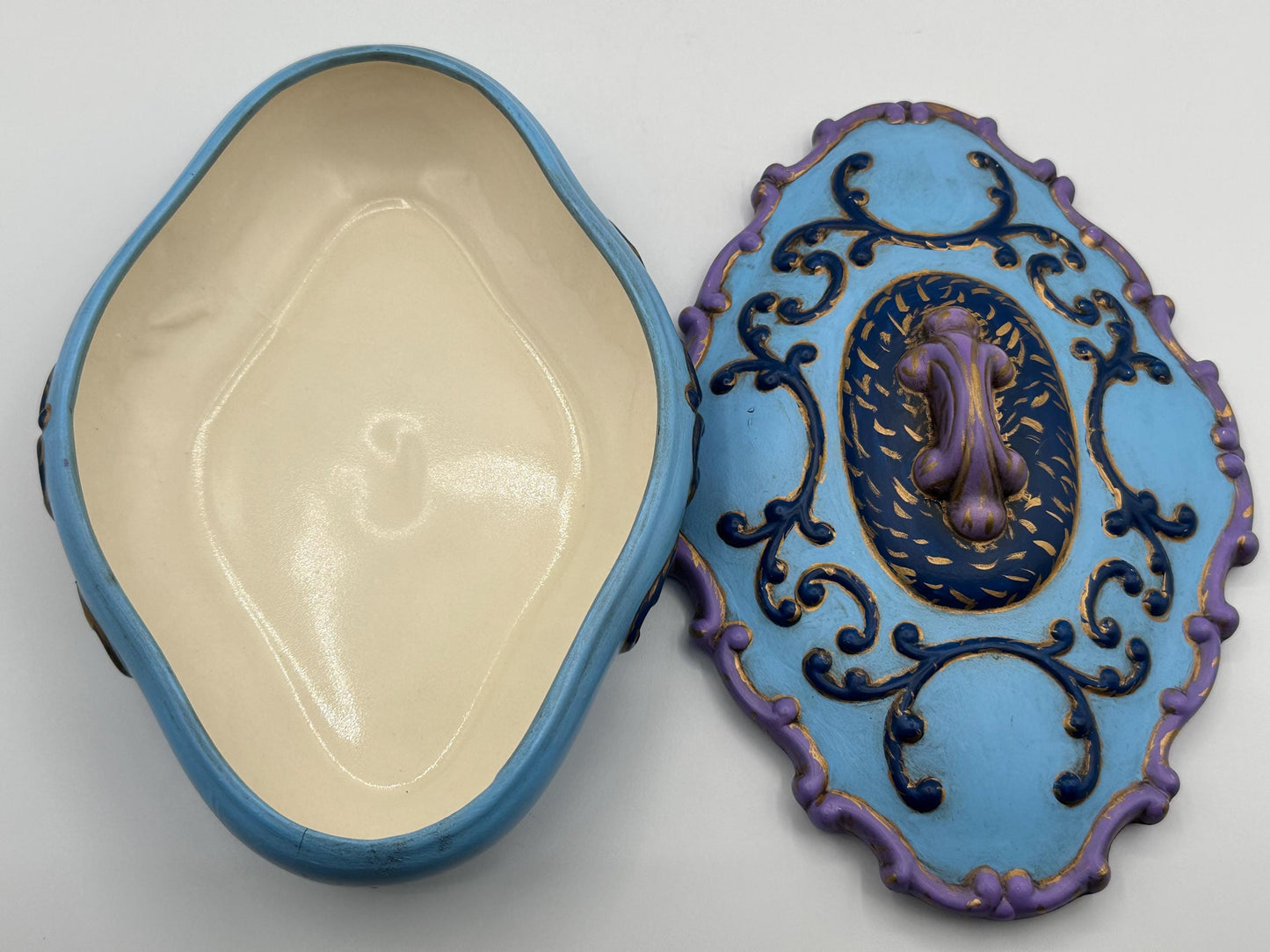 Handcrafted Ceramic Jewelry Box: Painted Keepsake Container with Decorative Lid- Artist Signed