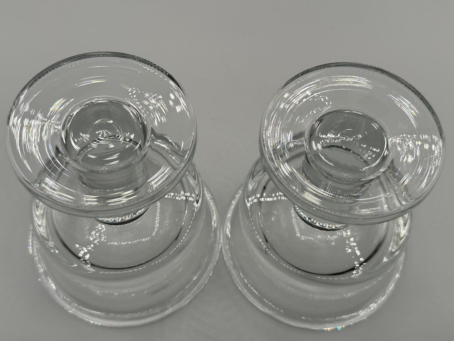 Elegant Krosno Polish Crystal Pedestal Candle Holders Set - Clear Glass Home Decor Centerpiece