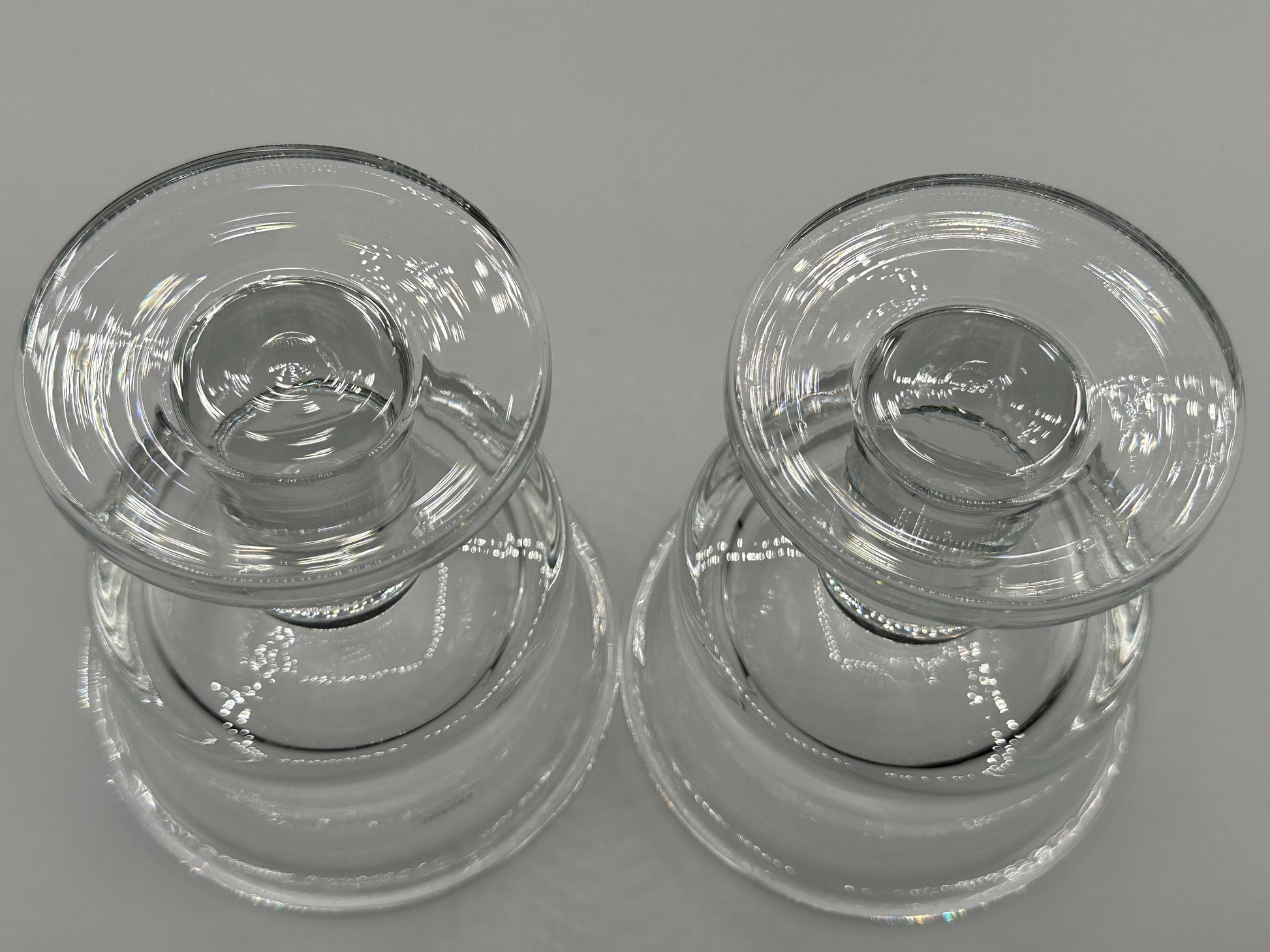 Elegant Krosno Polish Crystal Pedestal Candle Holders Set - Clear Glass Home Decor Centerpiece
