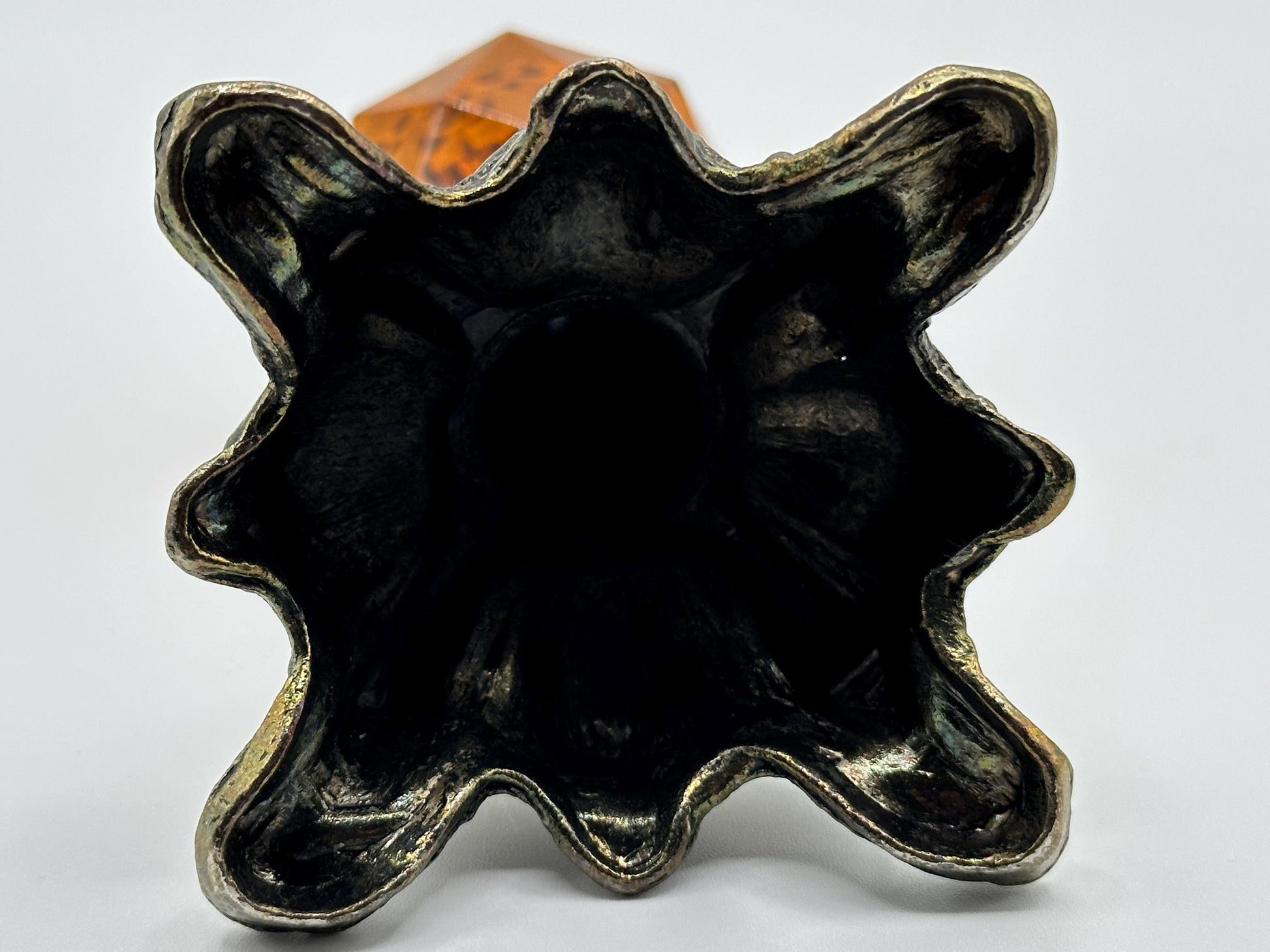 Retro Amber Lucite & Brass Candle Holder: Mid-Century Modern Glam Decor for Hollywood Regency Style