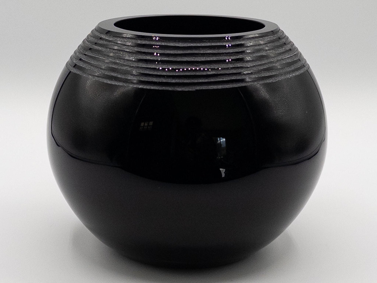 Elegant Hand-Blown Etched Black Glass Vase - Unique Artistic Home Decor Piece