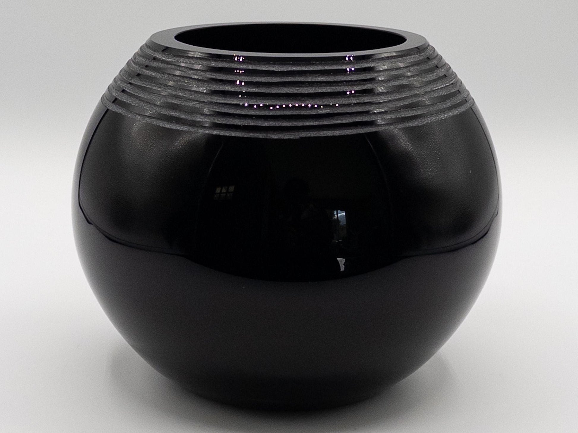 Elegant Hand-Blown Etched Black Glass Vase - Unique Artistic Home Decor Piece