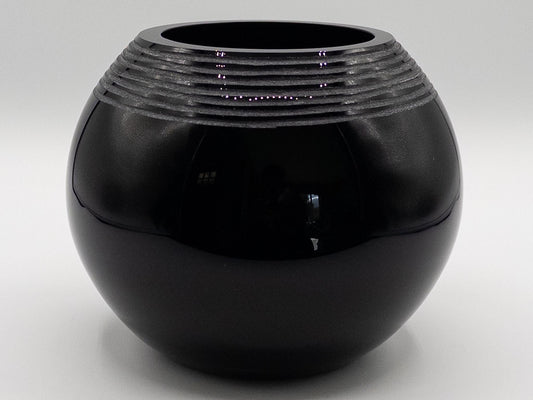 Elegant Hand-Blown Etched Black Glass Vase - Unique Artistic Home Decor Piece