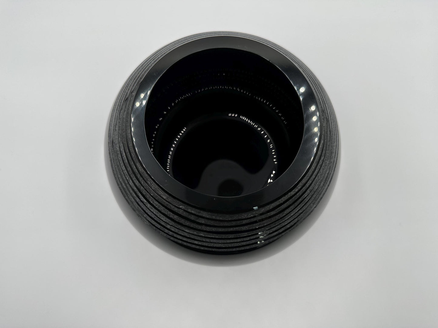 Elegant Hand-Blown Etched Black Glass Vase - Unique Artistic Home Decor Piece