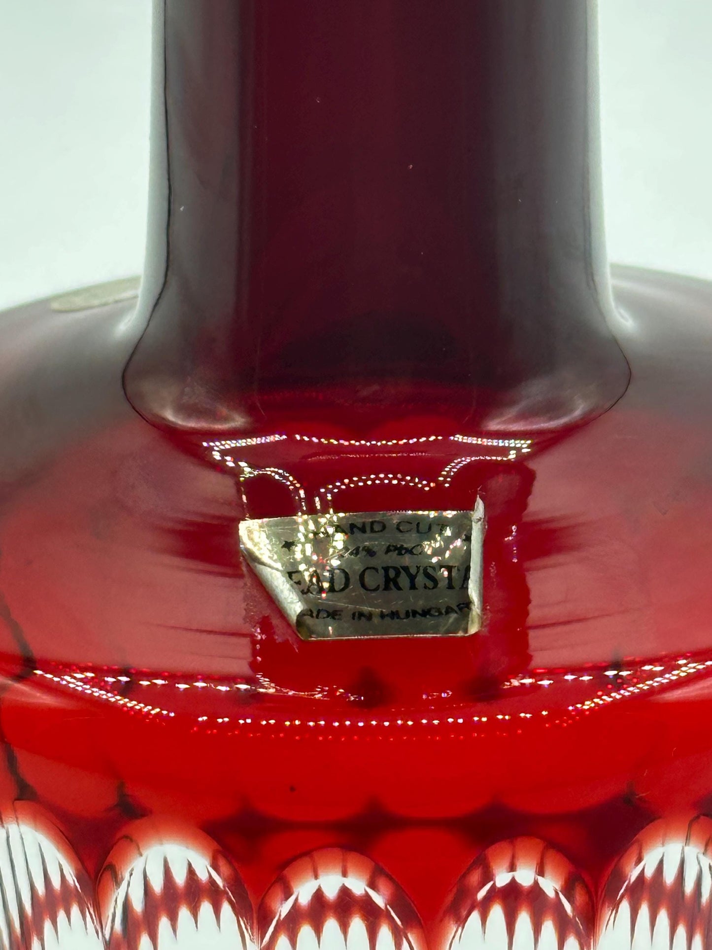 Antique Hungarian Ajka Ruby Red Crystal Decanter - Elegant Vintage Glassware for Bar & Home Decor