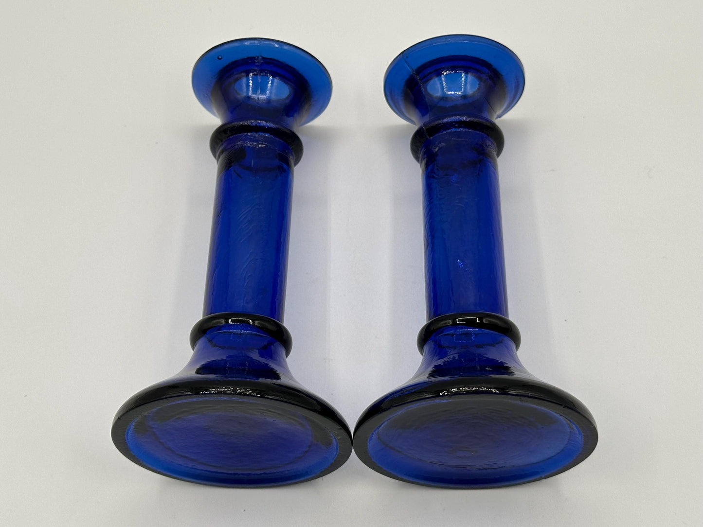 Elegant Cobalt Blue Glass Candleholders: Versatile Tabletop Decor for Weddings, Home & Special Events