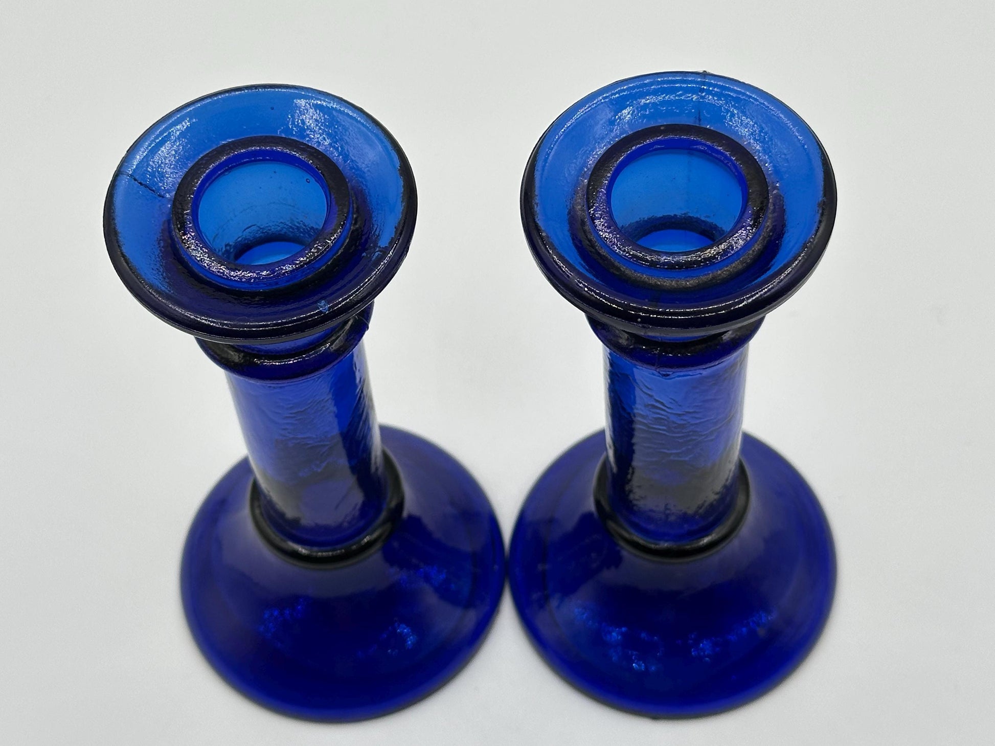 Elegant Cobalt Blue Glass Candleholders: Versatile Tabletop Decor for Weddings, Home & Special Events