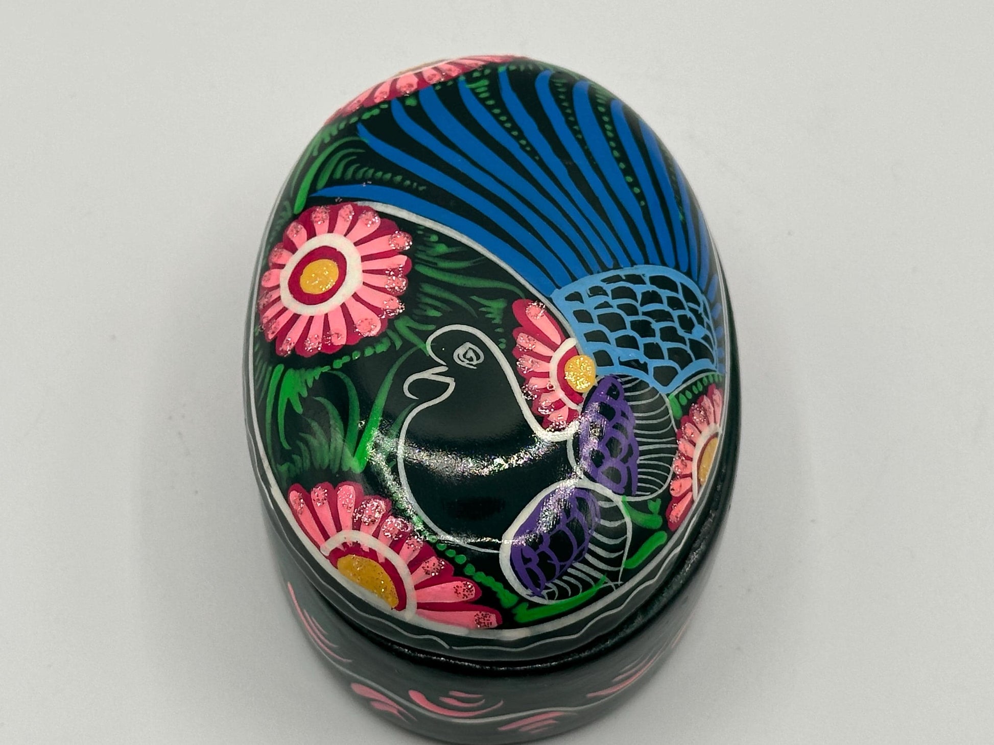 Vibrant Vintage Mexican Folk Art Trinket Box - Handcrafted Colorful Clay Pottery for Bohemian Decor