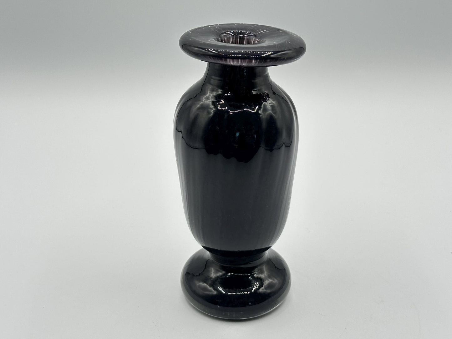 Roscoe Handcrafted Dark Purple Art Glass Vase, Signed and Dated Collectible Home Decor