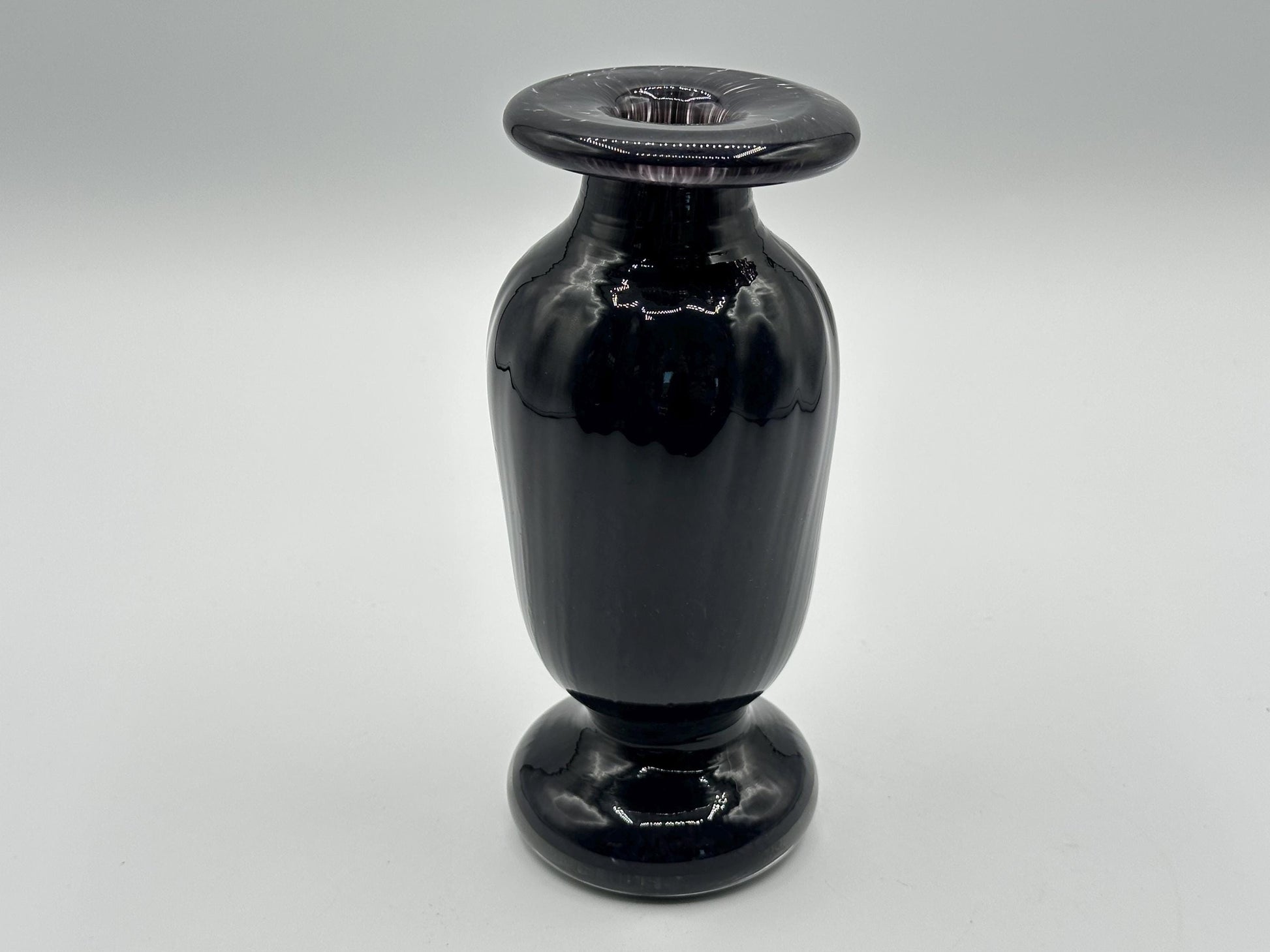 Roscoe Handcrafted Dark Purple Art Glass Vase, Signed and Dated Collectible Home Decor